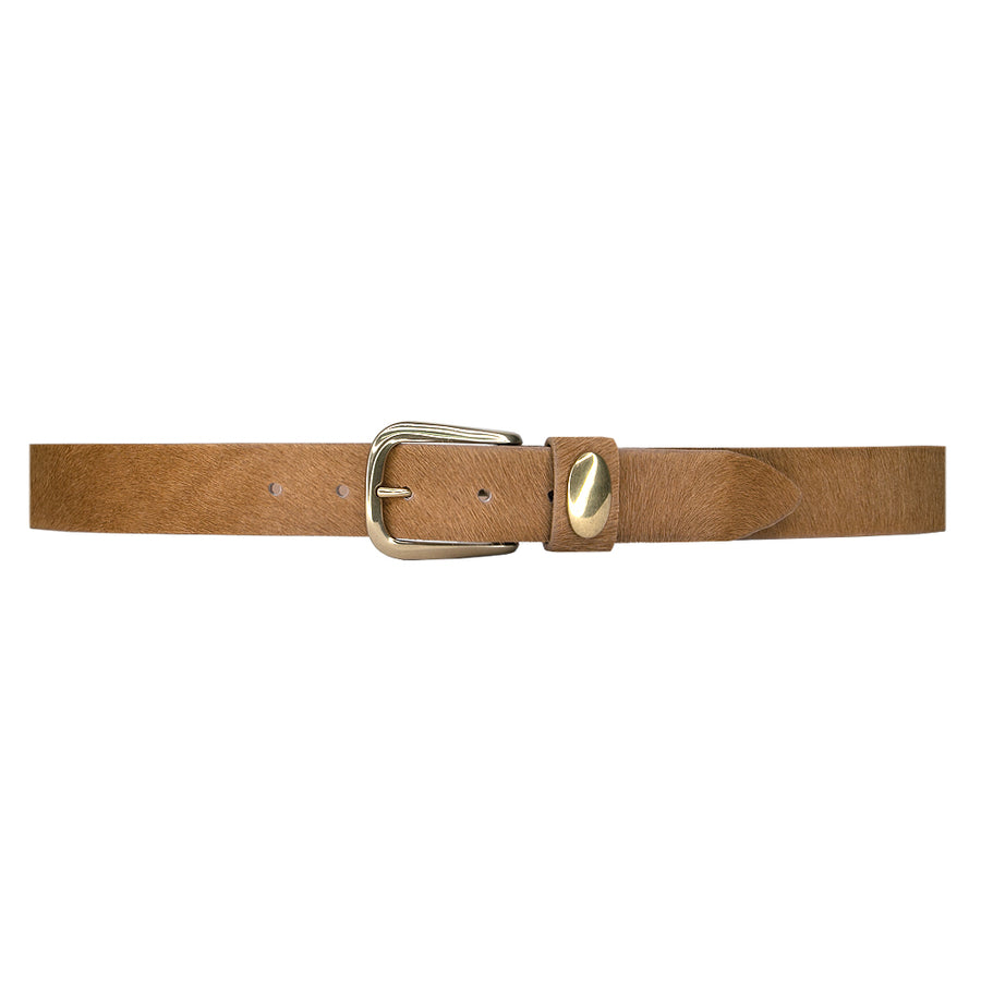 Carey Belt - Hair-On Leather Tan Brass - Streets Ahead