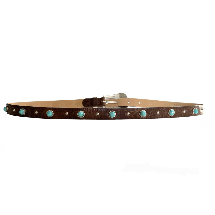 Bradley Belt - Turquoise Silver Brown Studded - Streets Ahead