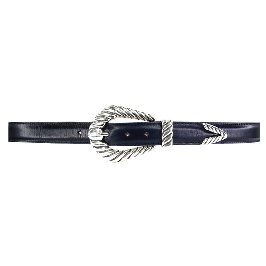 Off To The Races Belt - Black Silver Leather - Streets Ahead