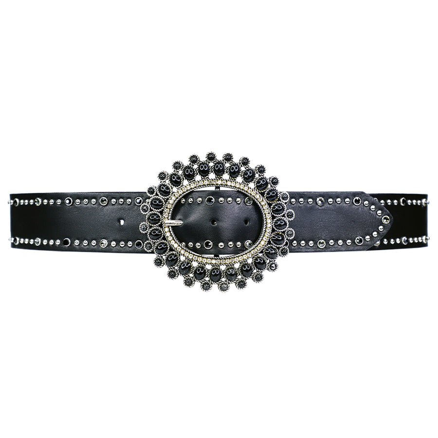 Queen Belt - Black Jet Stones Studded - Streets Ahead