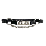 La Belle Belt - Black Croc-Embossed Antique Silver Chain - Streets Ahead