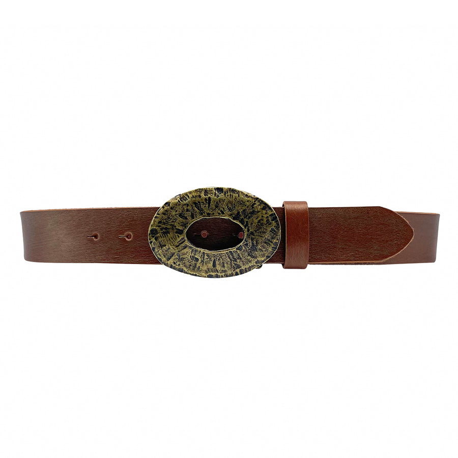 Aria - Cognac Shimmer Leather Boho Belt - Streets Ahead 