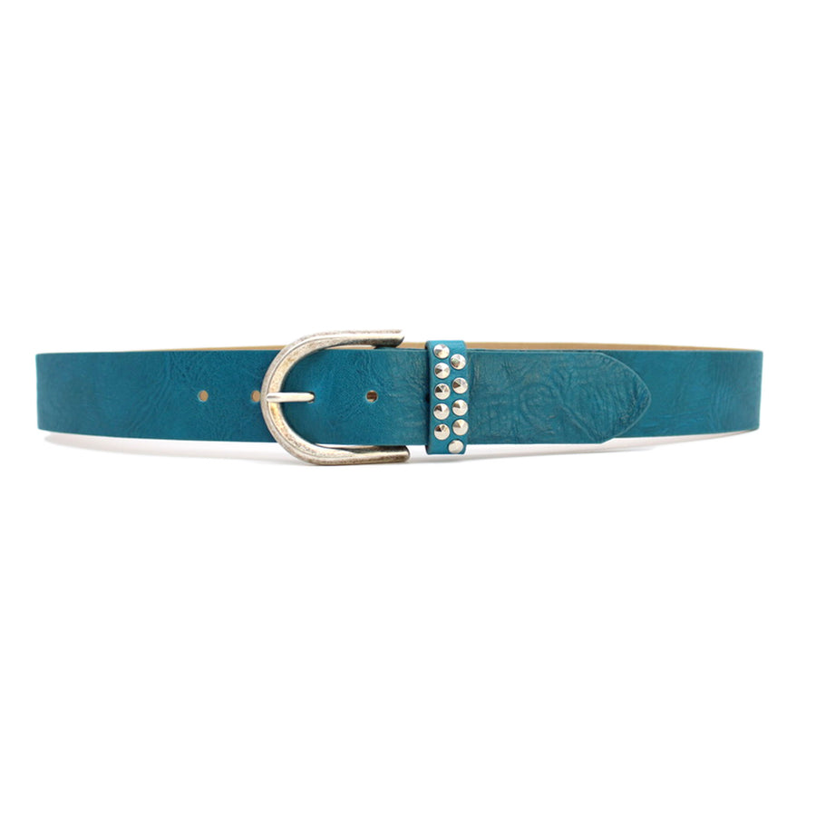 Sara Belt - Teal Leather Old Silver Buckle - Streets Ahead