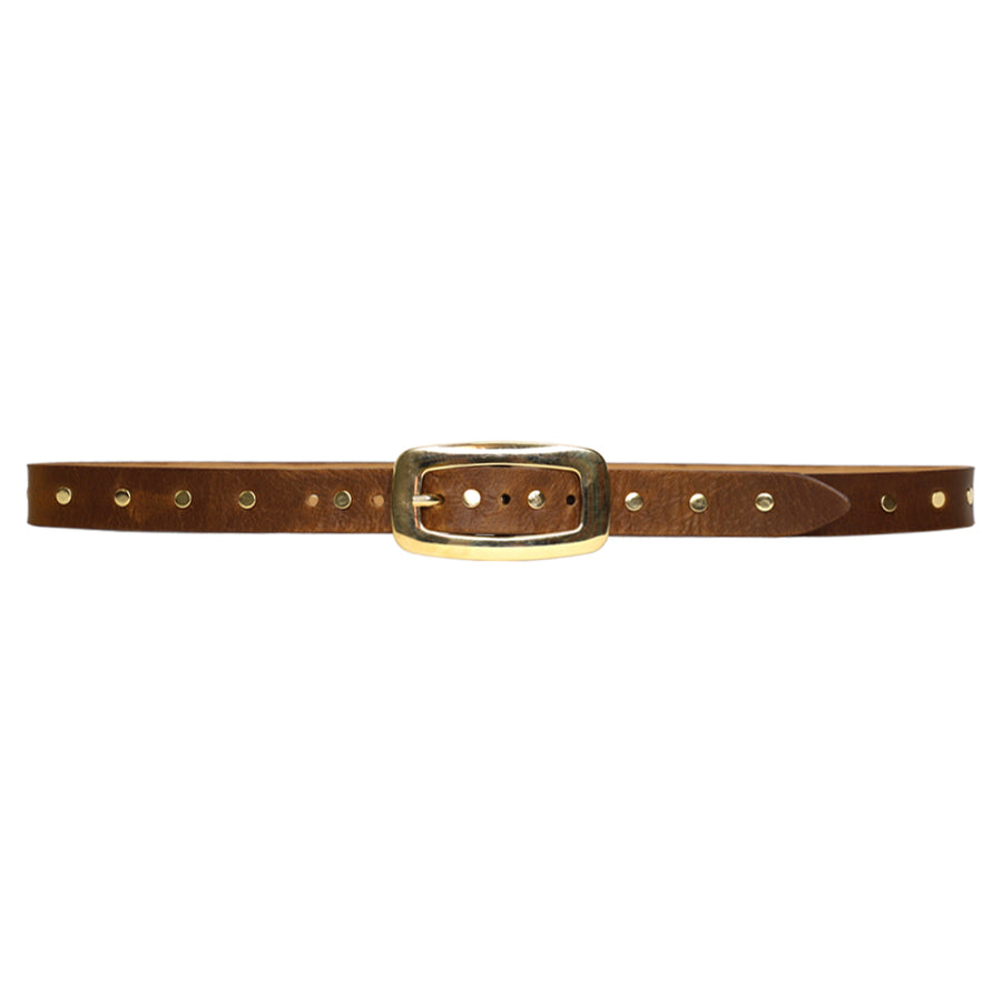 Lyra Belt - Brown Gold Studded - Streets Ahead