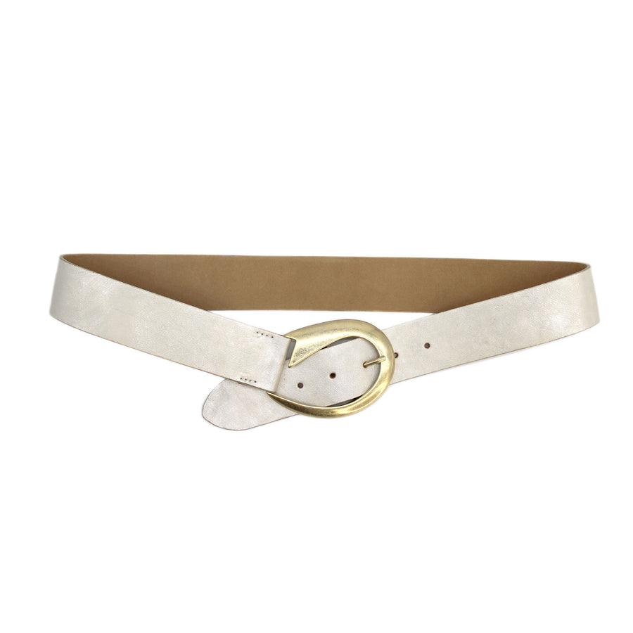 Bella Belt - Pearl Leather Gold Buckle - Streets Ahead