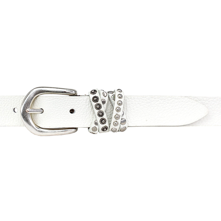 Willow Belt - White Studded Loop Silver - Streets Ahead