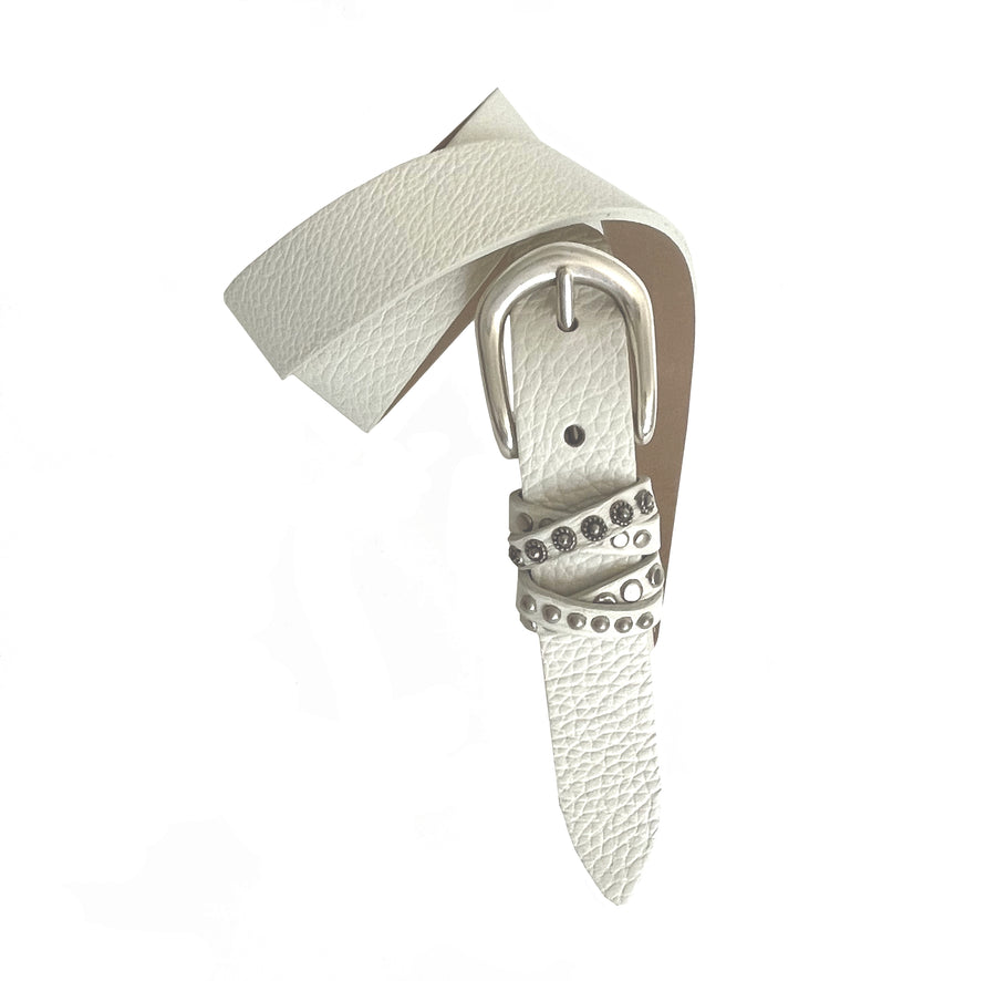 Willow Belt - White Studded Loop Silver - Streets Ahead