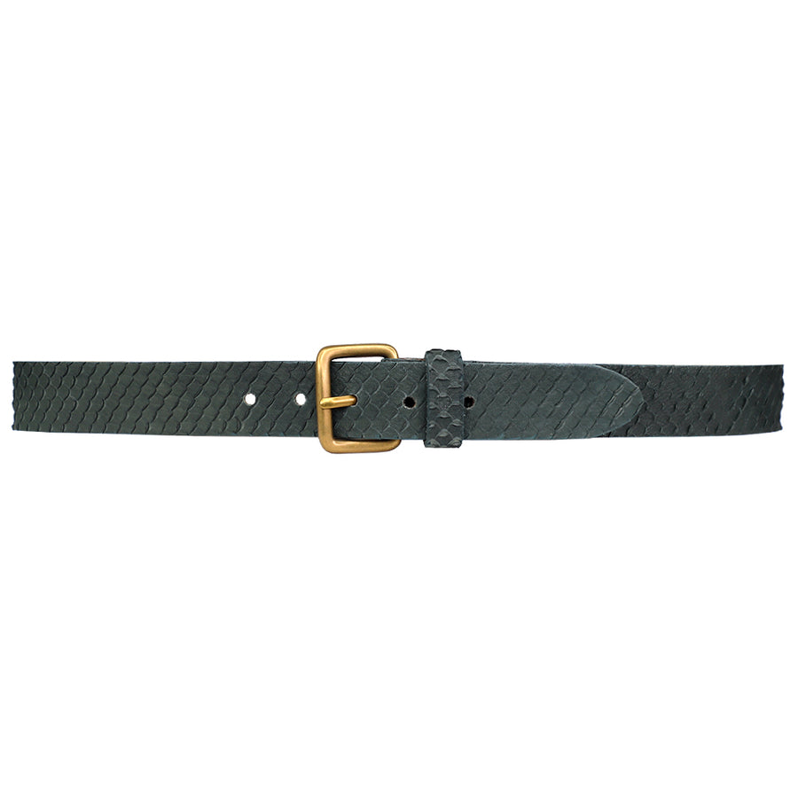 Forest Belt - Green Snake-Embossed Brass - Streets Ahead