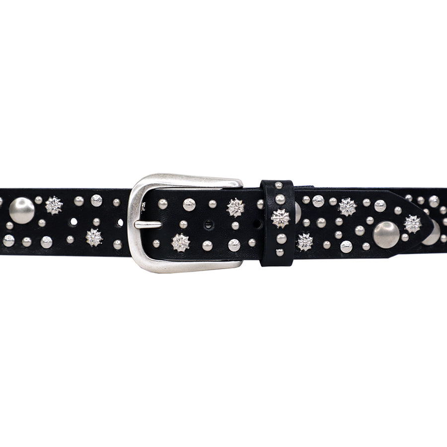 Jagger -Black Belt Silver Studs - Streets Ahead