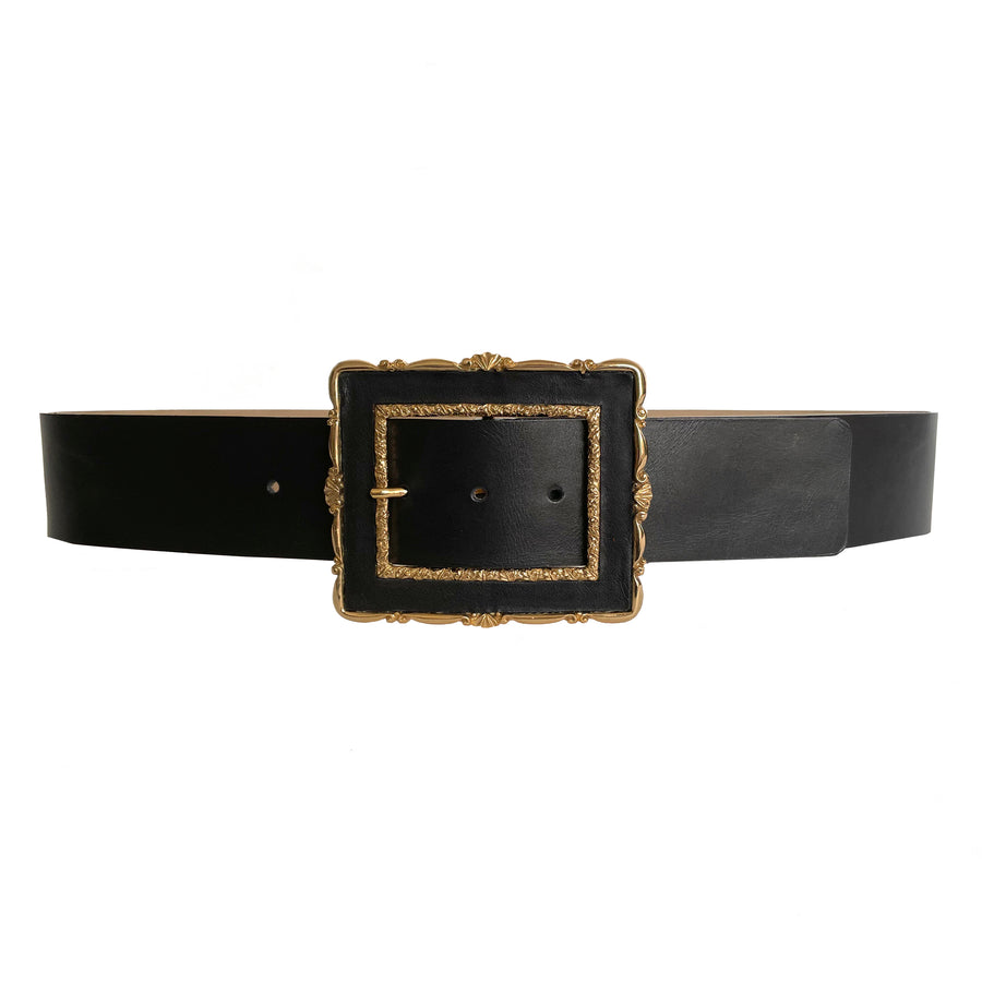 Vera Belt - Black Wide Waist Romantic Buckle - Streets Ahead