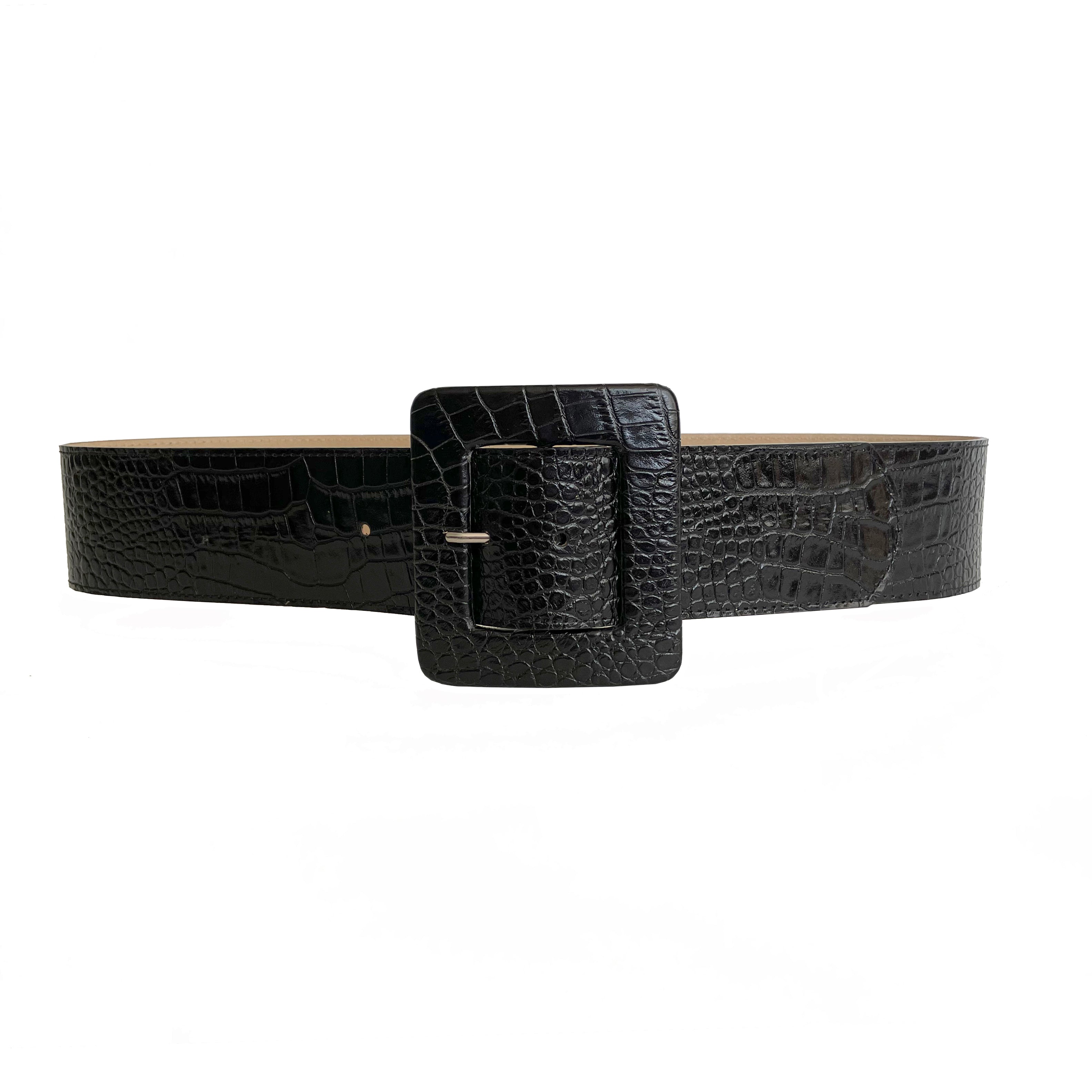 Magda Black - Waist Croco Covered Buckle - Streets Ahead