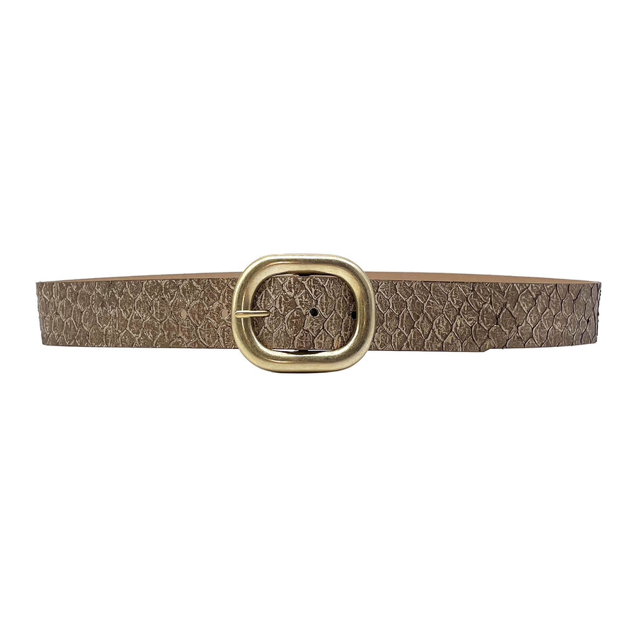 Ray Belt - Bronzed Italian Leather Gold Buckle - Streets Ahead