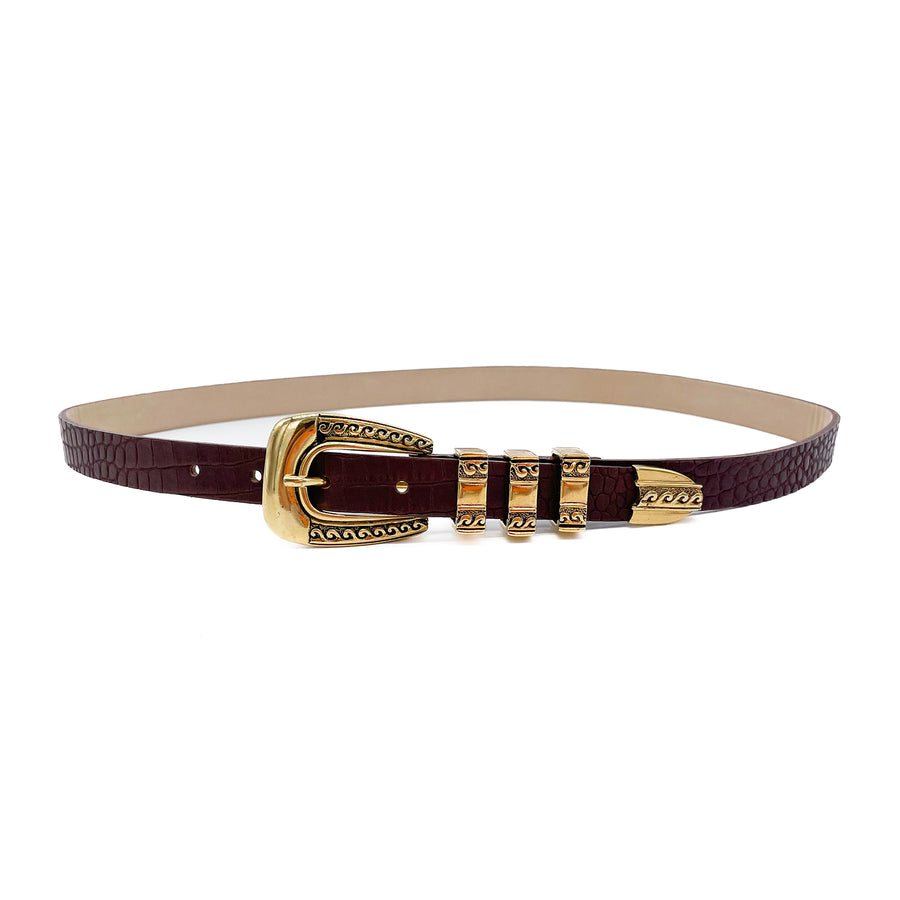 Fay - Cognac Western Gold Buckle Belt - Streets Ahead