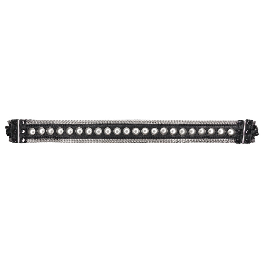 Zade Belt - Black Silver Studded Chain Mesh - Streets Ahead