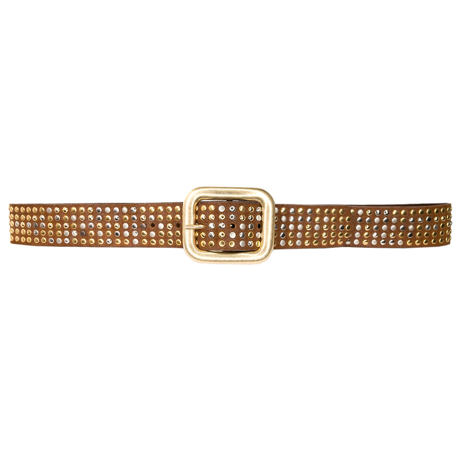 Cassia Belt - Tan Leather Mixed Studs - Streets Ahead