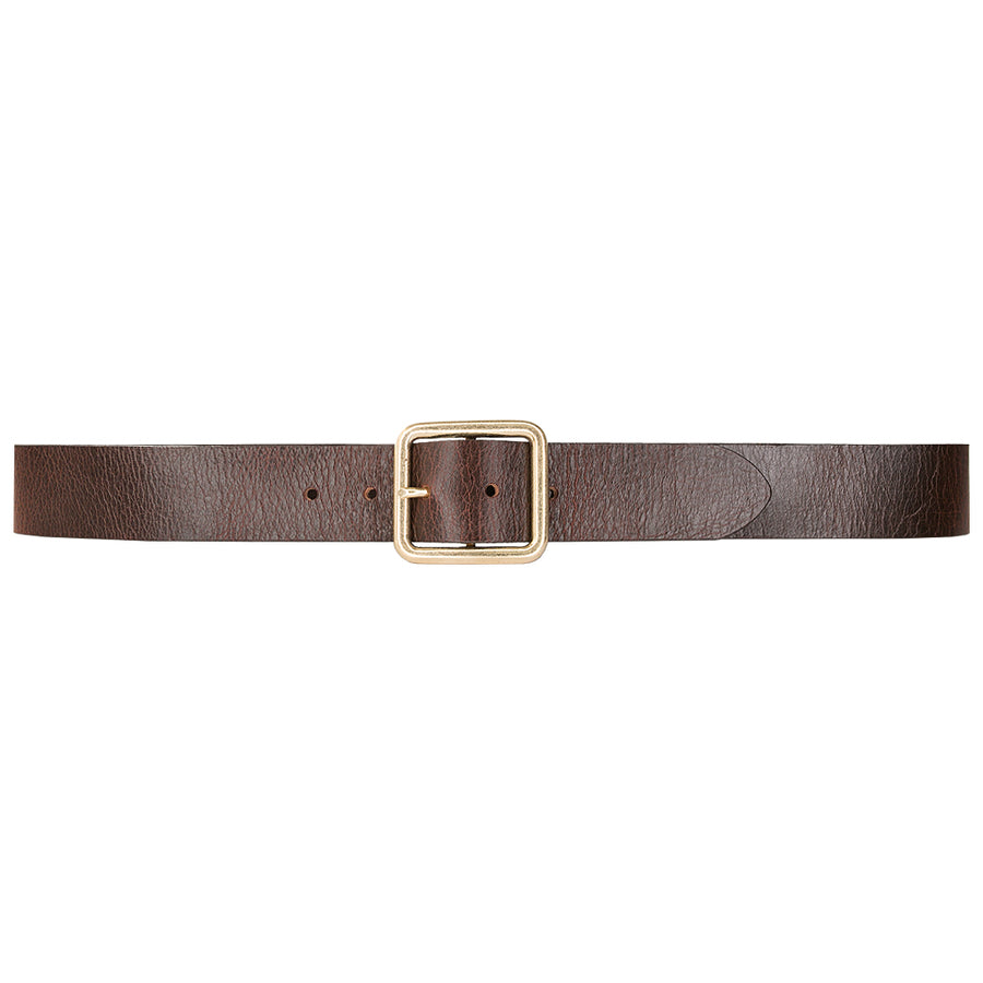 Annie Belt - Chocolate Leather Gold Buckle - Streets Ahead