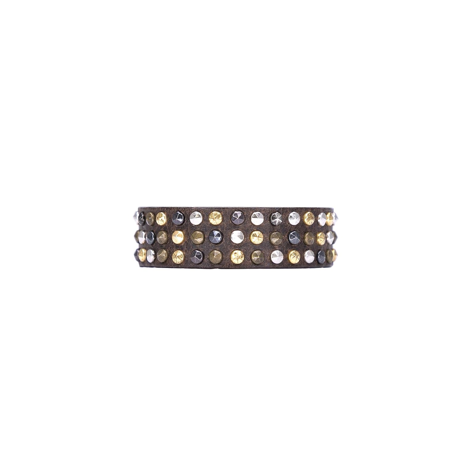 Streets Ahead Gwen Cuff — studded brown leather cuff, handcrafted in Los Angeles