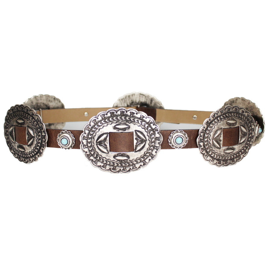 Denver Belt - Brown Leather Concho Western - Streets Ahead