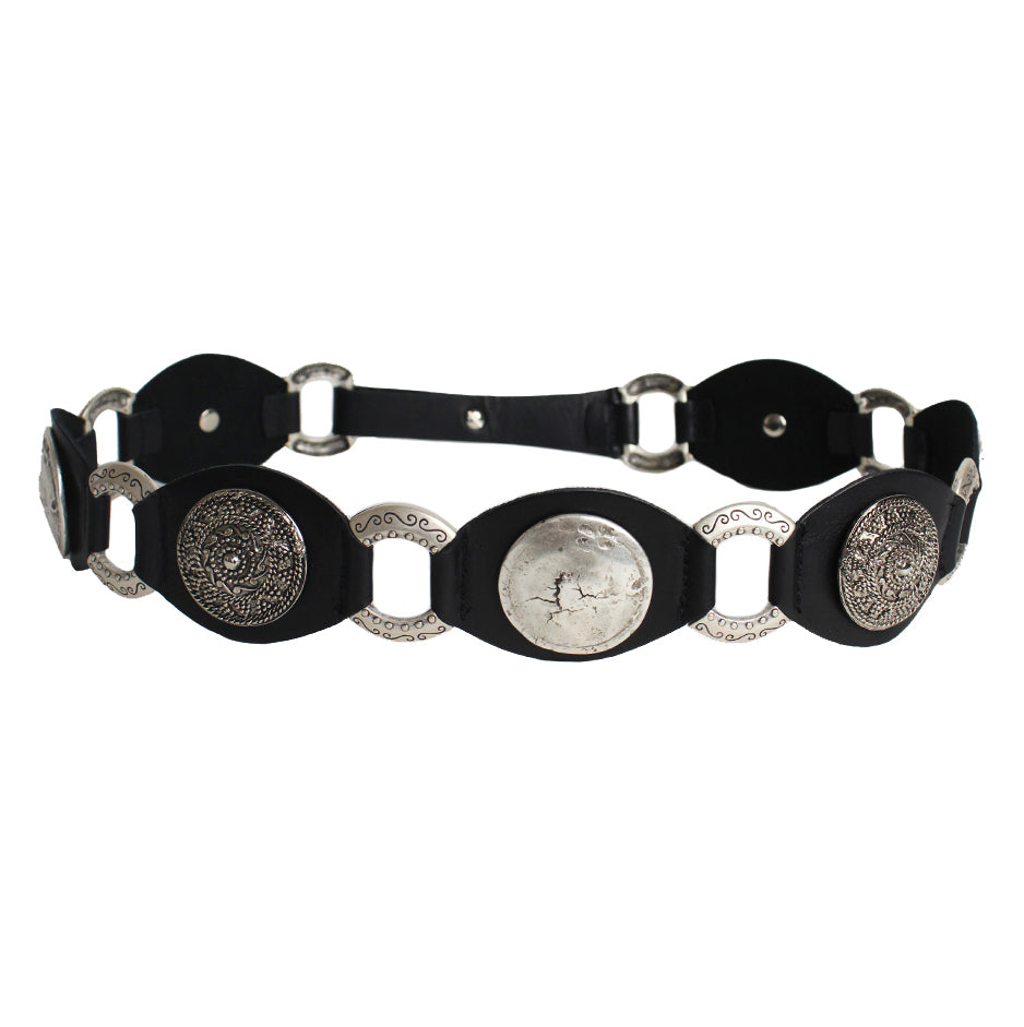 Cleo Belt in black Italian calfskin leather with antique silver hardware, Streets Ahead