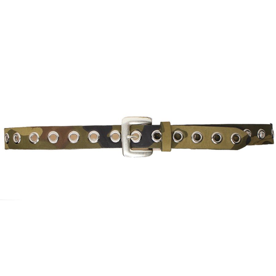 Camo Belt - Camo Leather Silver Grommets - Streets Ahead