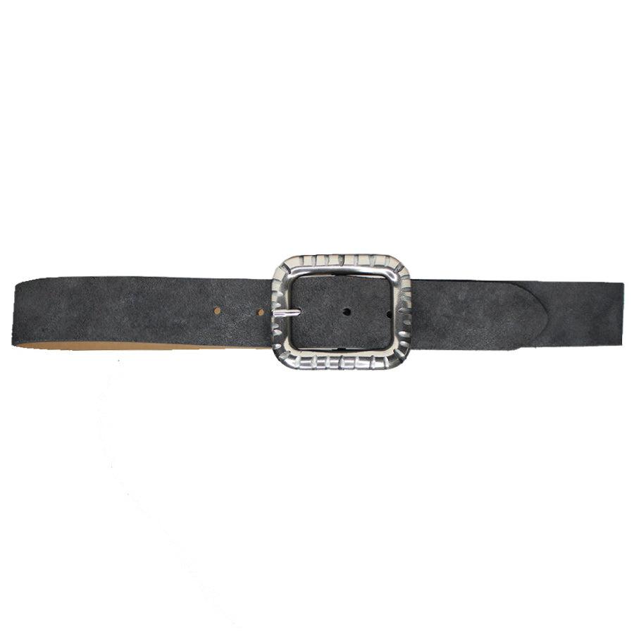 Gravel Belt - Grey Sued Leather Silver Buckle - Streets Ahead