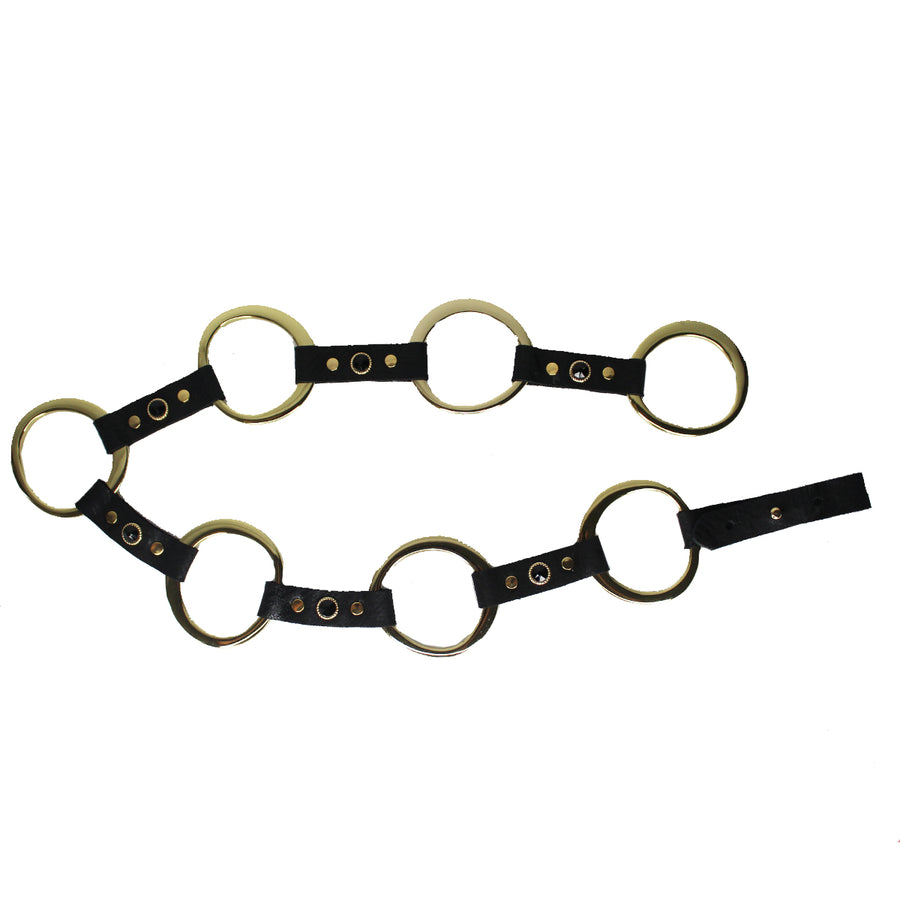Jocelyn Belt - Brass Ring Black Studded - Streets Ahead
