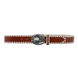 August Belt - Western Buckle Cognac Croc Embossed Leather - Streets Ahead
