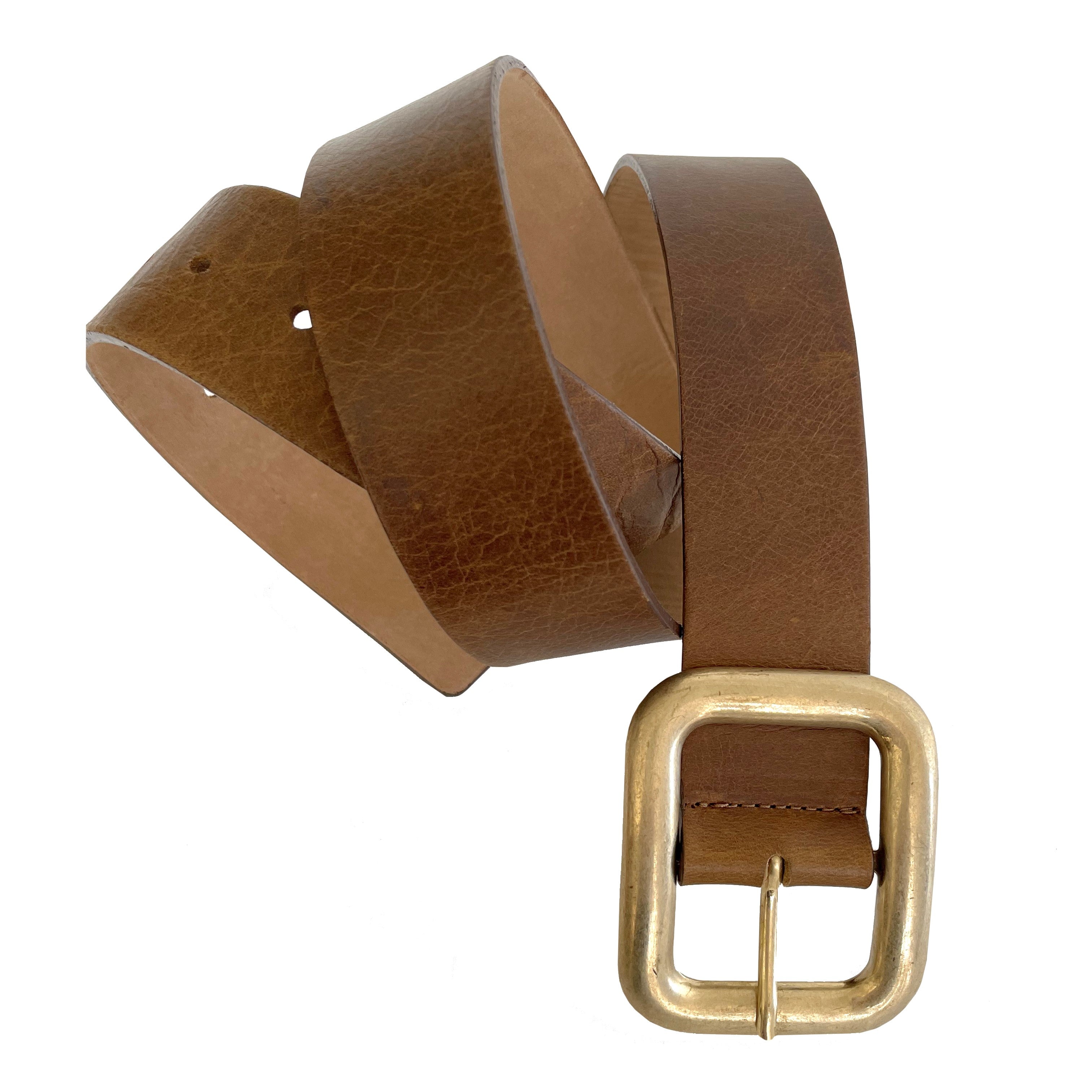 Streets Ahead Pria Belt — cognac contour leather belt, handcrafted in Los Angeles