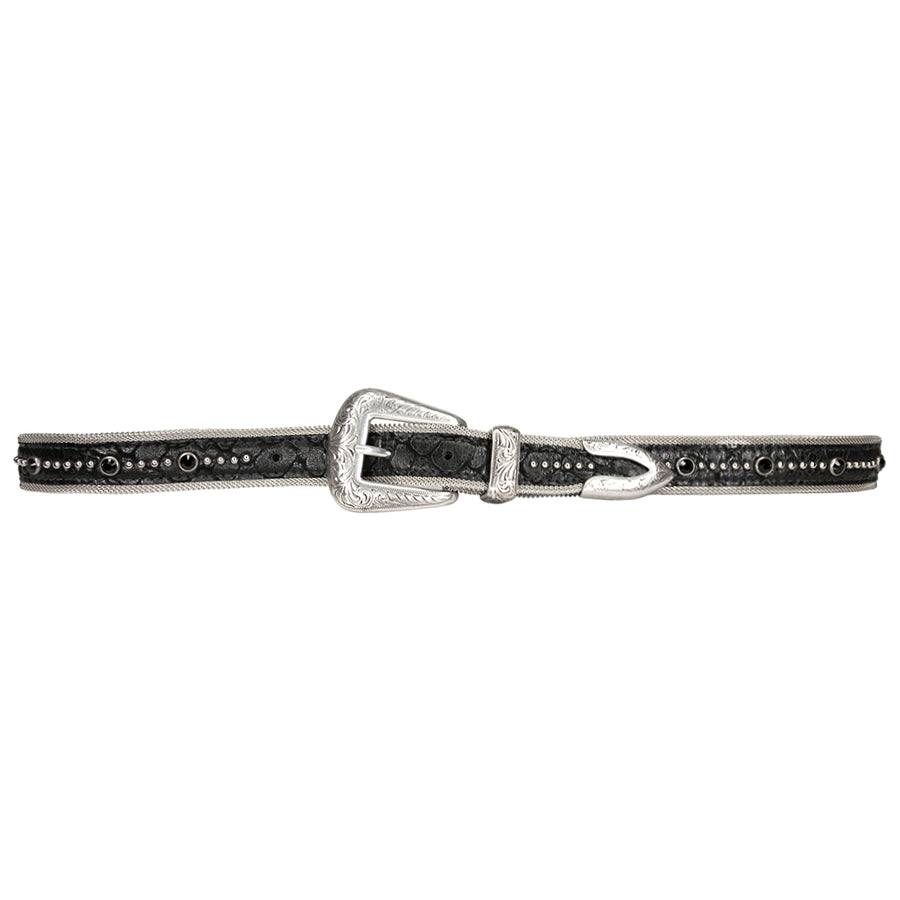 Stella Belt - Black Silver Studded Western - Streets Ahead