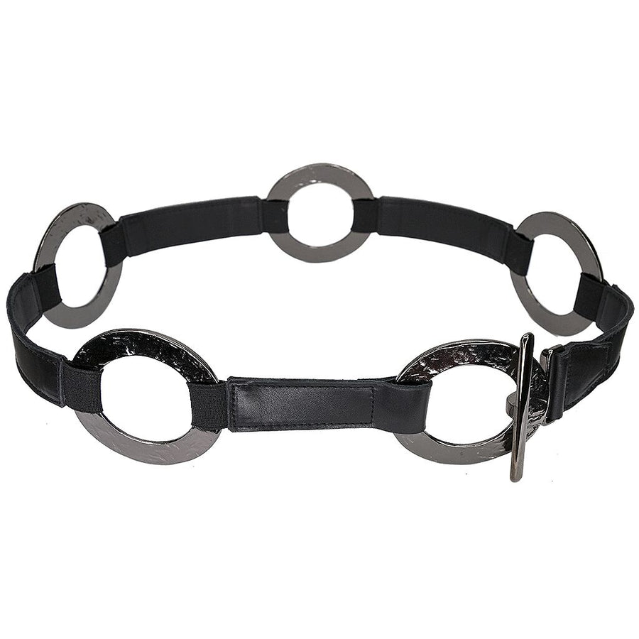 Cora Belt - Black Stretch Gunmetal Rings - Streets Ahead