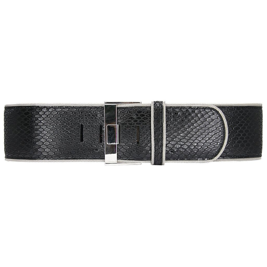 Bria Belt - Black Embossed Silver - Streets Ahead