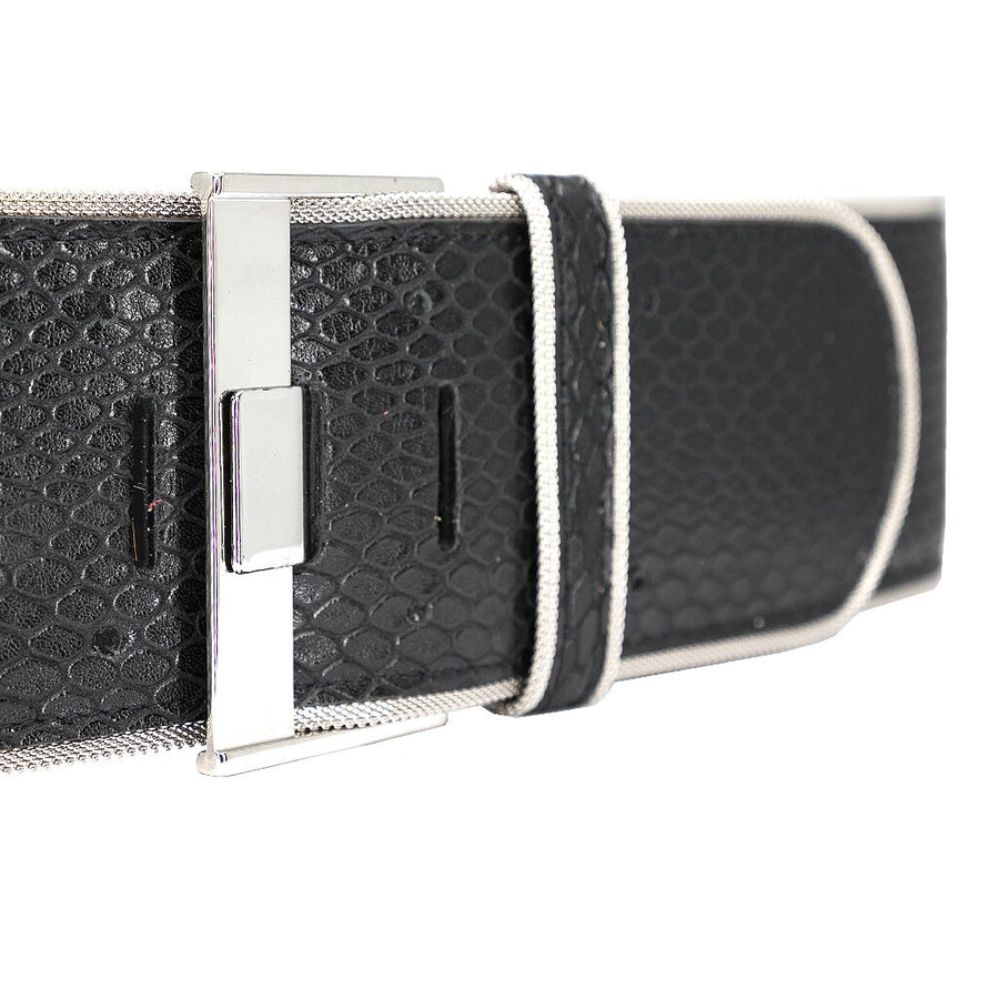 Bria Belt - Black Embossed Silver - Streets Ahead