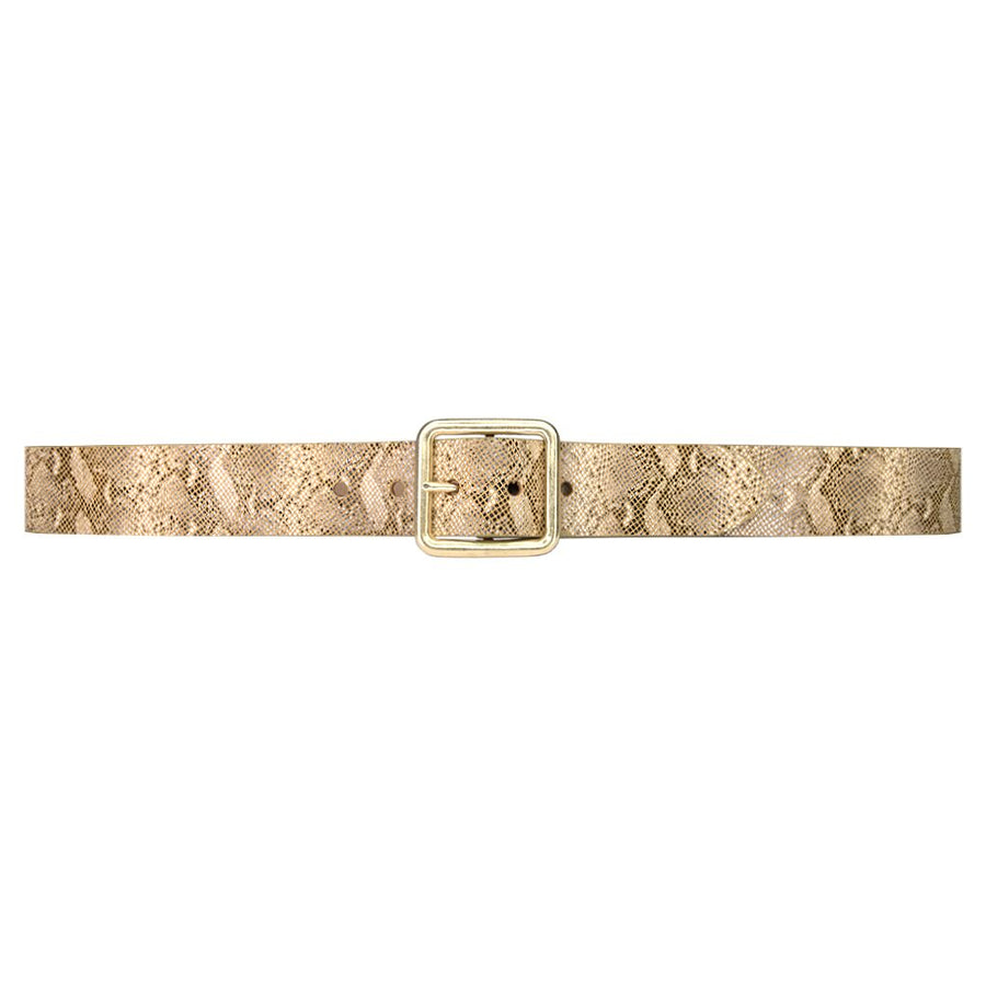 Paulette Belt - Gold Snake-Printed Leather - Streets Ahead