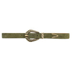 Off To The Races - Olive hair-on Italian leather belt with old brass buckle - Streets Ahead
