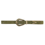 Off To The Races - Olive hair-on Italian leather belt with old brass buckle - Streets Ahead
