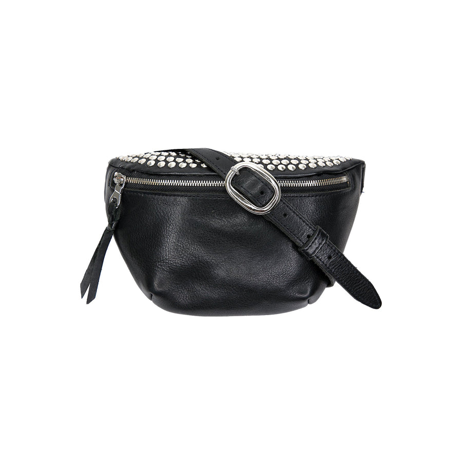 Hollywood Fanny Pack - Black Leather Studded - Streets Ahead