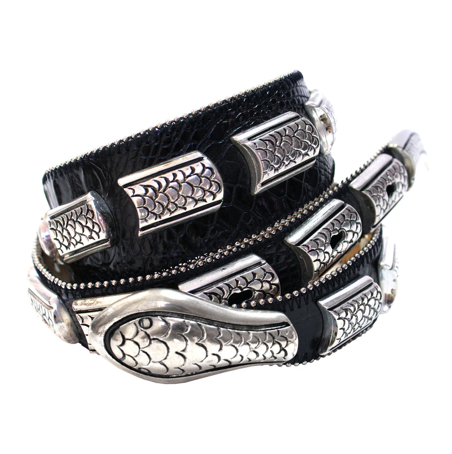 Viper Belt - Black Silver Snake Vintage - Streets Ahead