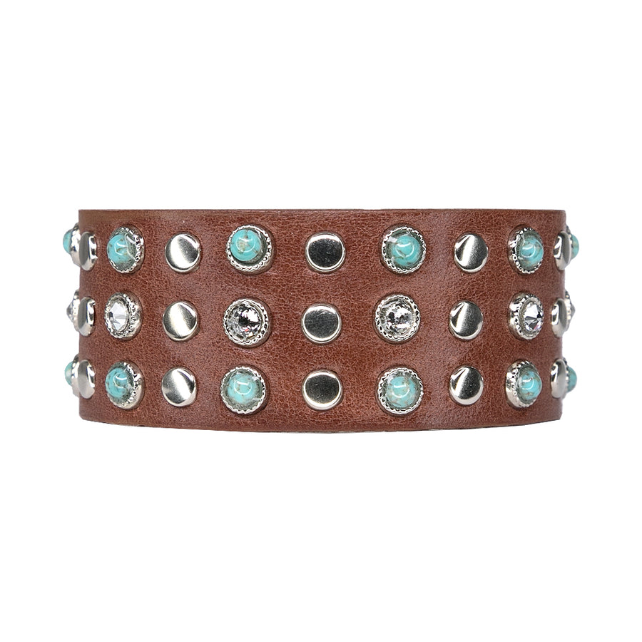 Zorya Cuff - Brown Silver Crystal Turquoise - Streets Ahead