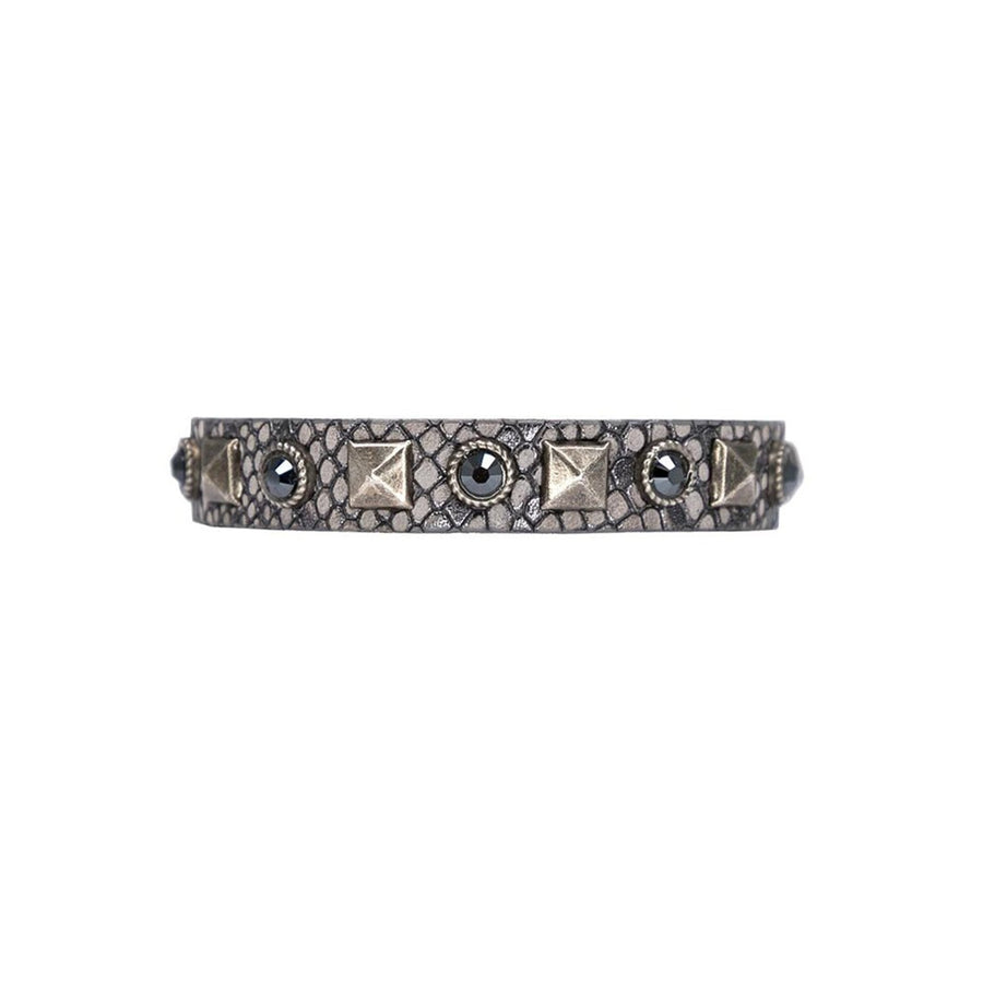 Zia Cuff - Snake-Print Grey Black Diamond  Silver - Streets Ahead