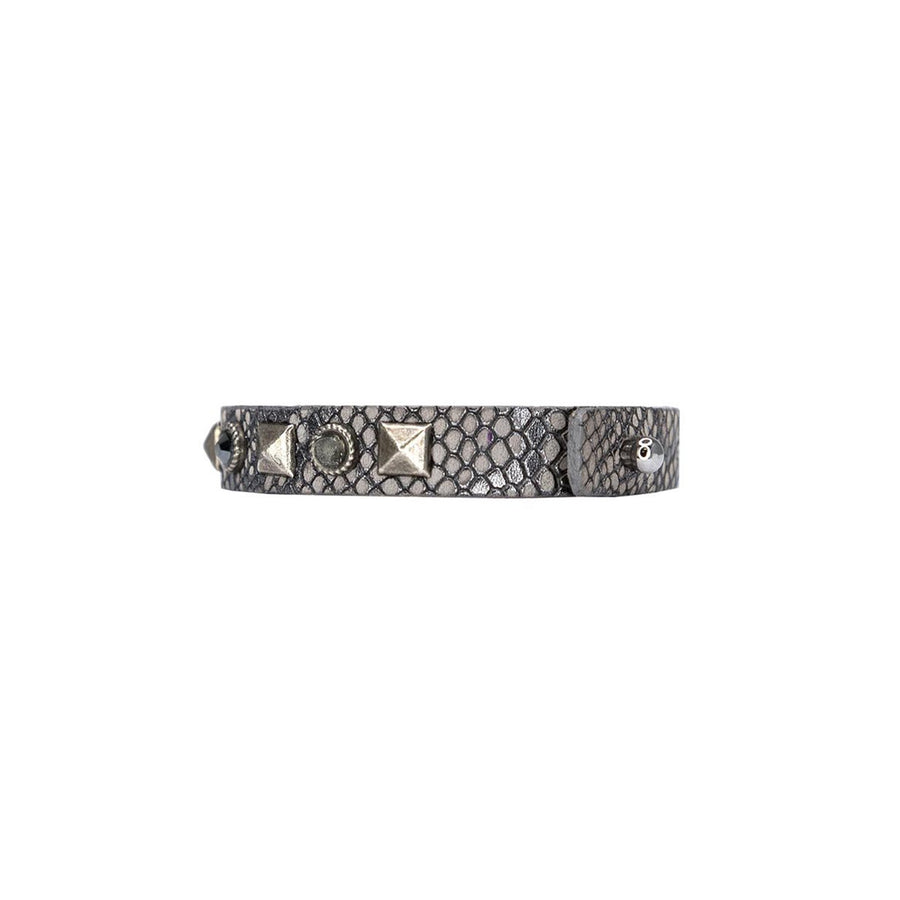 Zia Cuff - Snake-Print Grey Black Diamond Silver - Streets Ahead