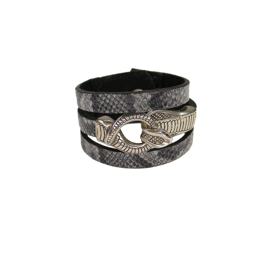 Senegal Cuff - Snake-Print Grey Silver - Streets Ahead