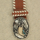 August Belt - Western Buckle Cognac Croc Embossed Leather - Streets Ahead