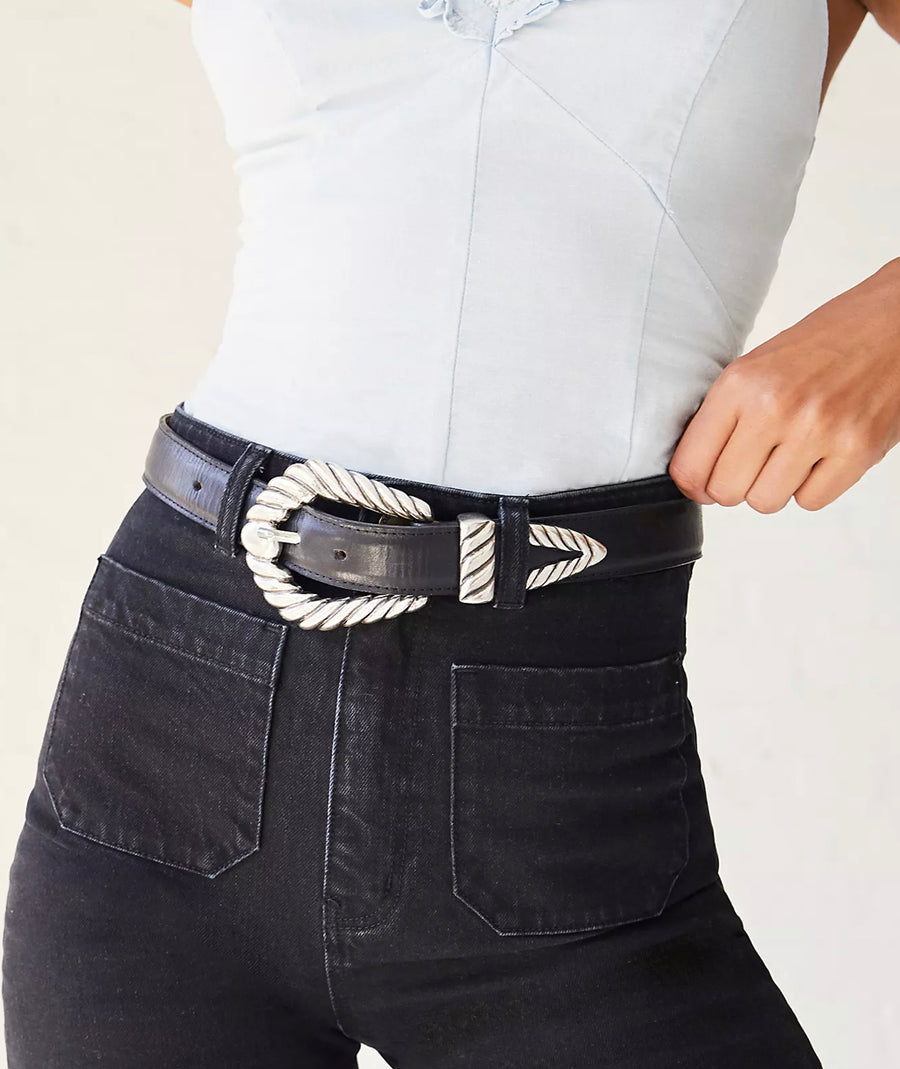 Off To The Races Belt - Black Silver Leather - Streets Ahead