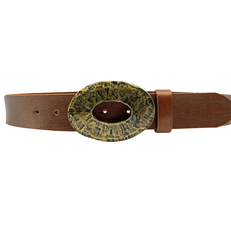 Aria - Cognac Shimmer Leather Boho Belt - Streets Ahead 