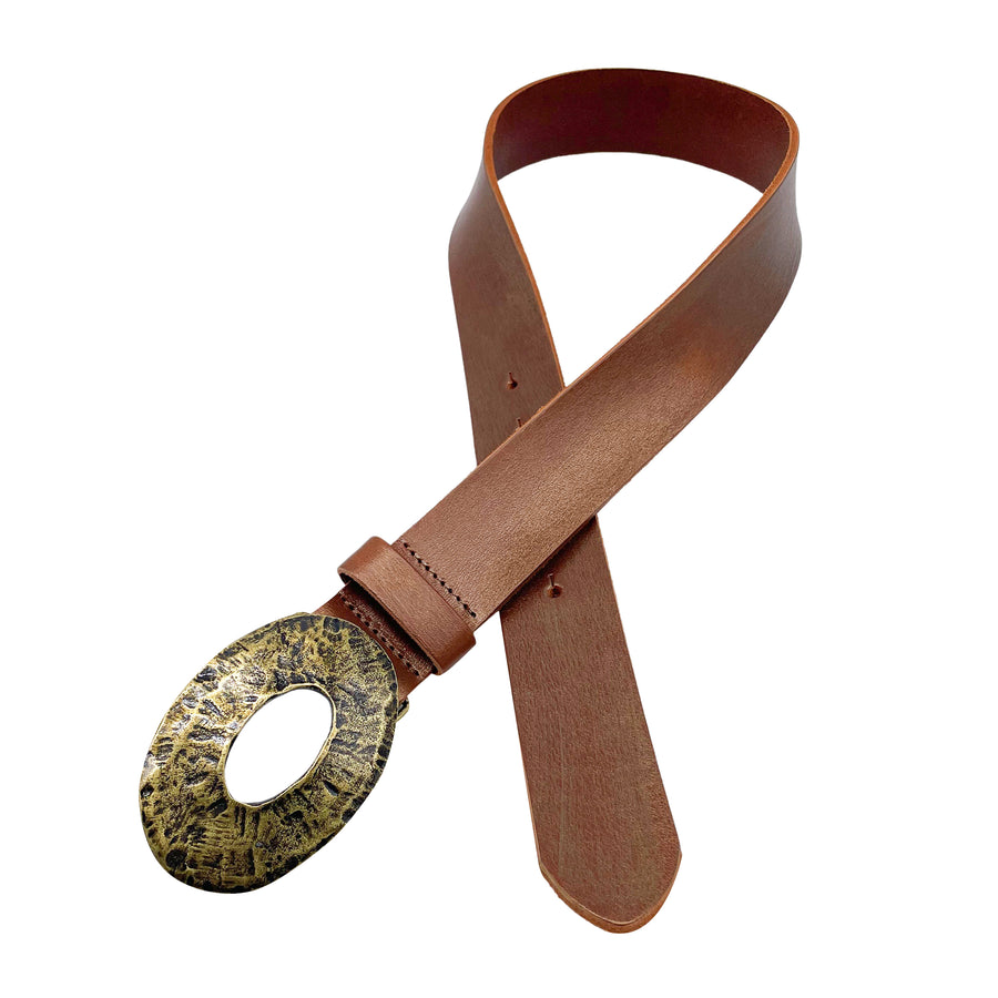 Aria - Cognac Shimmer Leather Boho Belt - Streets Ahead 