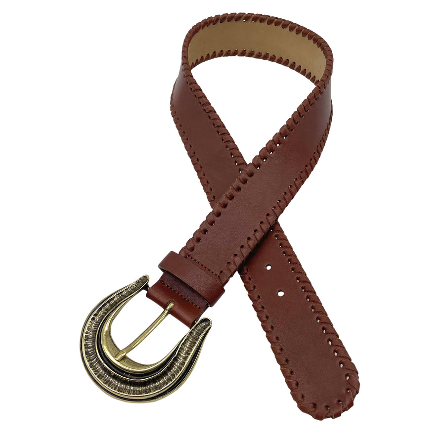 Belle Belt - Cognac Western Leather Belt - Streets Ahead