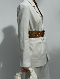 Roger - Sex And The City Roger Pyramid Belt In Tan & Gold