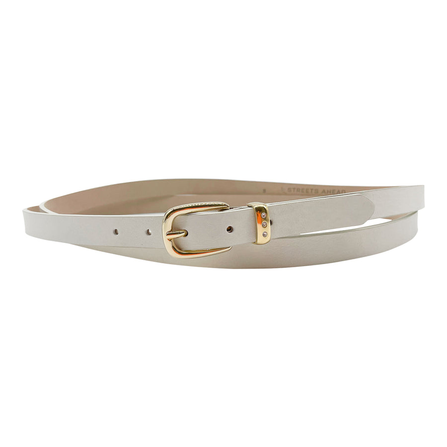Bri Belt - Ivory Smooth Leather Double Wrap - Streets Ahead