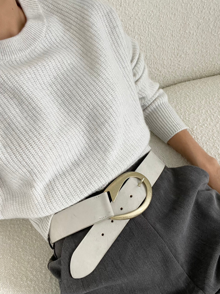 Bella Belt - Pearl Leather Gold Buckle - Streets Ahead