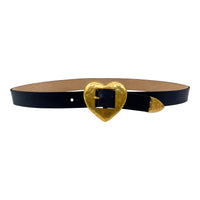 S heart belt ベルト THEREDTHREAD Heart Belt - Black Italian Leather Silver Heart Belt